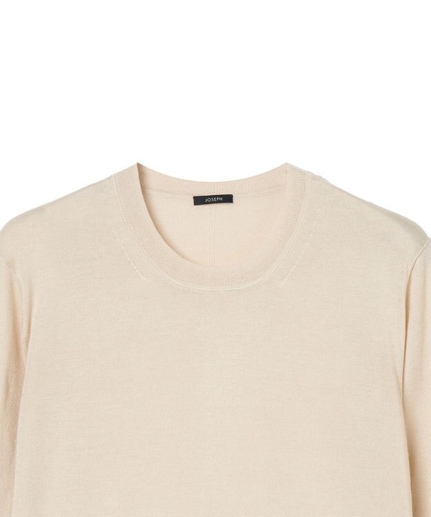 JOSEPH 【洗える】スーパーファインコットンシルク　ラウンドネックニット Quail