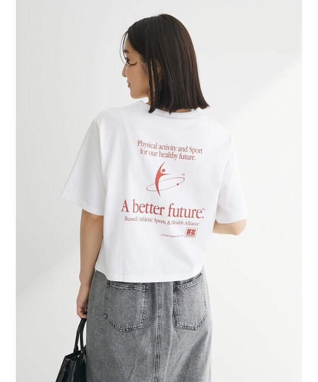 Green Parks ■別注ＲＵＳＳＥＬＬ　ＡＴＨＬＥＴＩＣ　ショート丈ｐｔＴ Off White