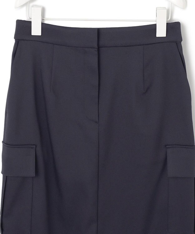 ICB L 【洗える】ウォームサテン カーゴスカート ネイビー系