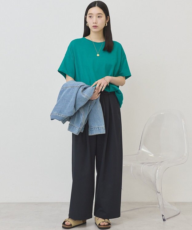 AMERICAN HOLIC 【接触冷感+UVカット】半袖コクーンカットプルオーバー Blue Green