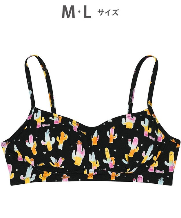 tsumori chisato SLEEP ノンワイヤーブラ　パッドつき　綿混　伸縮性がよい　ペアショーツあり　/ワコール　UBX552 ブラック