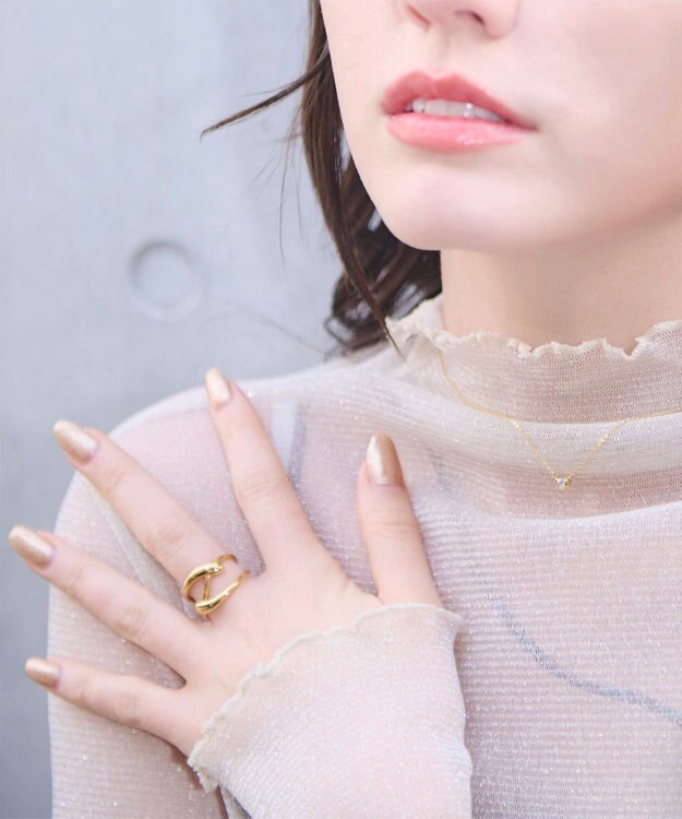 blancotokyo 【金属アレルギー対応/サイズフリー】ニュアンスクロスリング NIEBLA ゴールド