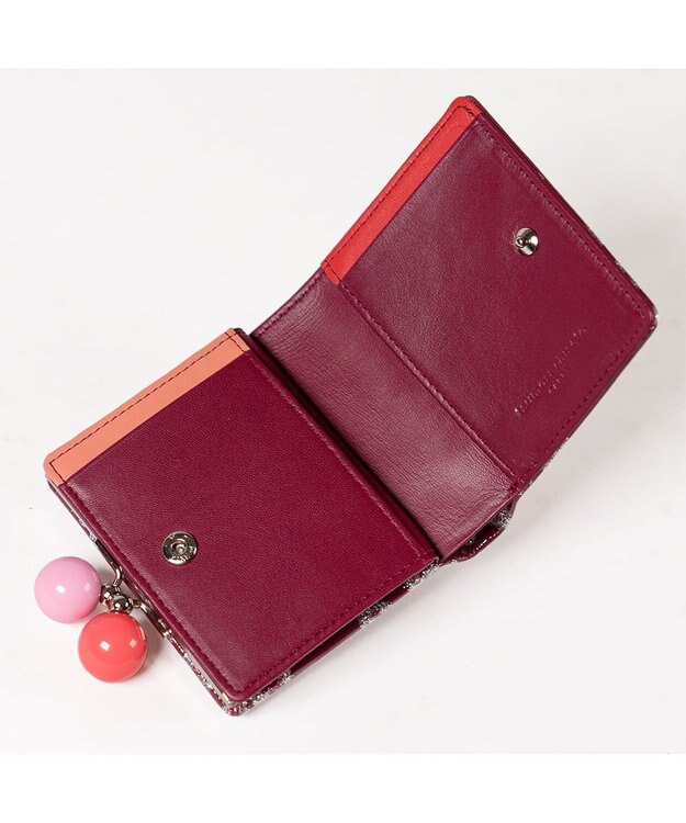 tsumori chisato CARRY グリッターフラワー がま口 ミニ財布 ボルドー
