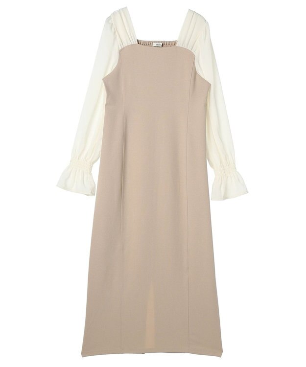 earth music&ecology ショルダードッキングワンピース Beige