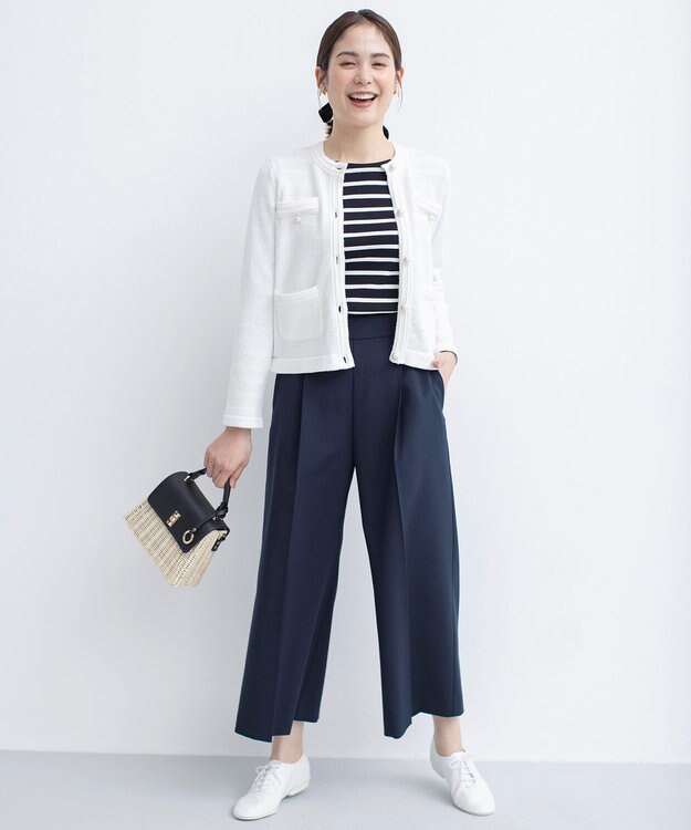 組曲 【美シルエット・ストレッチ・シワになりにくい】オシャクロス ガウチョパンツ 【WEB限定】ネイビー系9