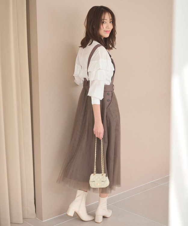 Feroux 【洗える】フリル ブラウス ホワイト系