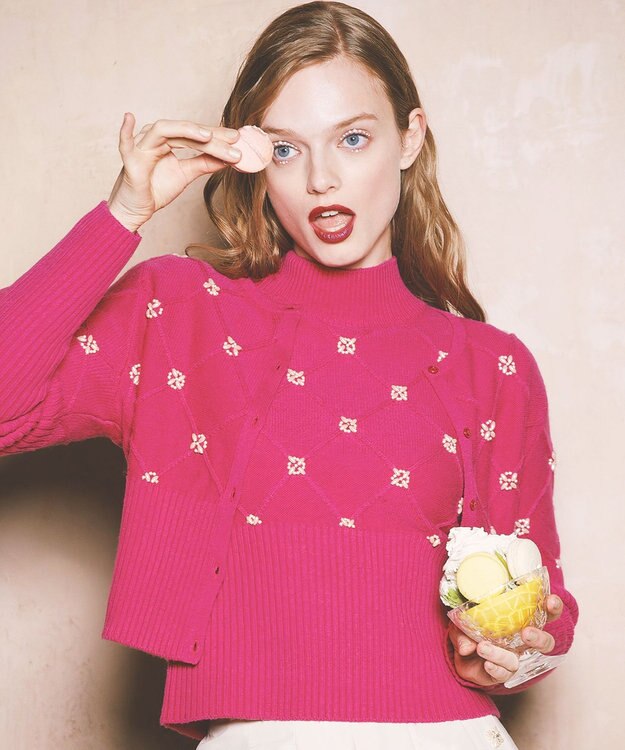 TOCCA 【洗える！】PEARL BOUQUET KNIT プルオーバー フランボワーズ系