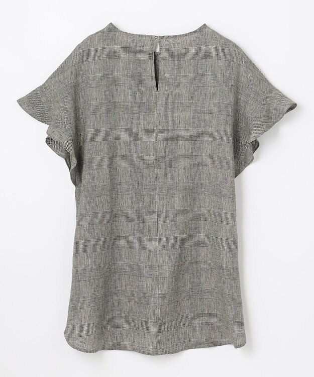 ANY 【洗える】ライトリネンクロスフレアスリーブ ブラウス グレンチェック