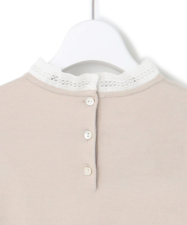 23区 S 【洗える】ヴィスコースストレッチ レースコンビ ニット ベージュ系