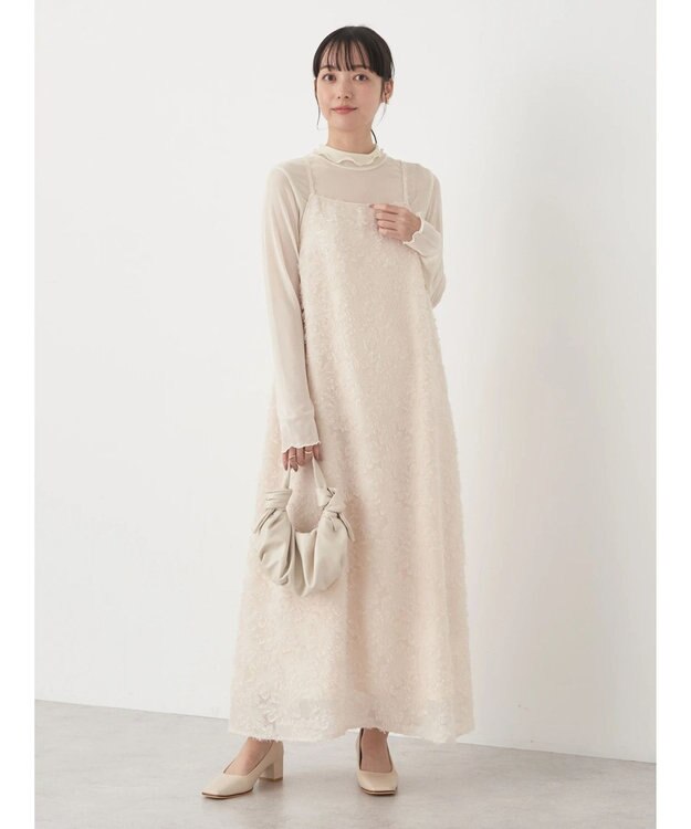 earth music&ecology フラワージャガードキャミワンピース Ivory