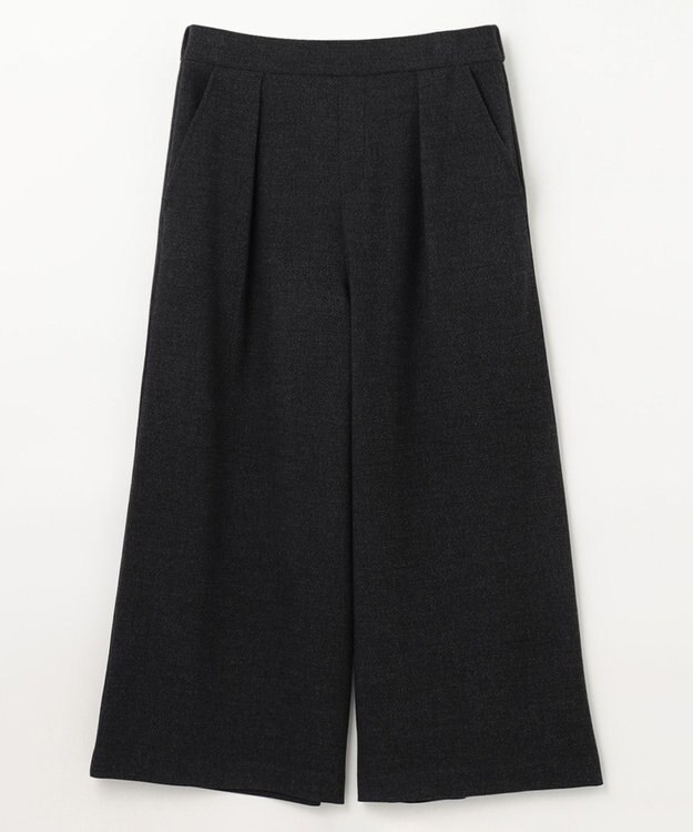 ANY 【洗濯機可能/ウエストゴム】ライトツイード ワイドパンツ チャコール