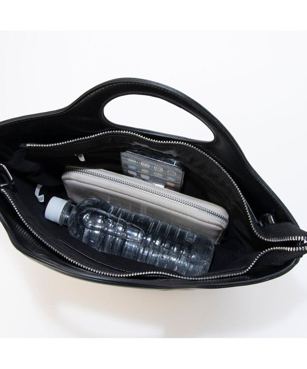 UNBILLION カシュカシュ cachecache / 雑材風くり手2way手提げ ブラック