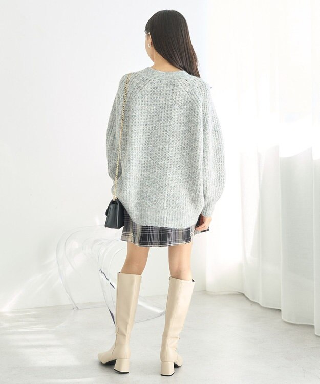 earth music&ecology ふわふわＭＩＸヤーンカーディガン Light Gray