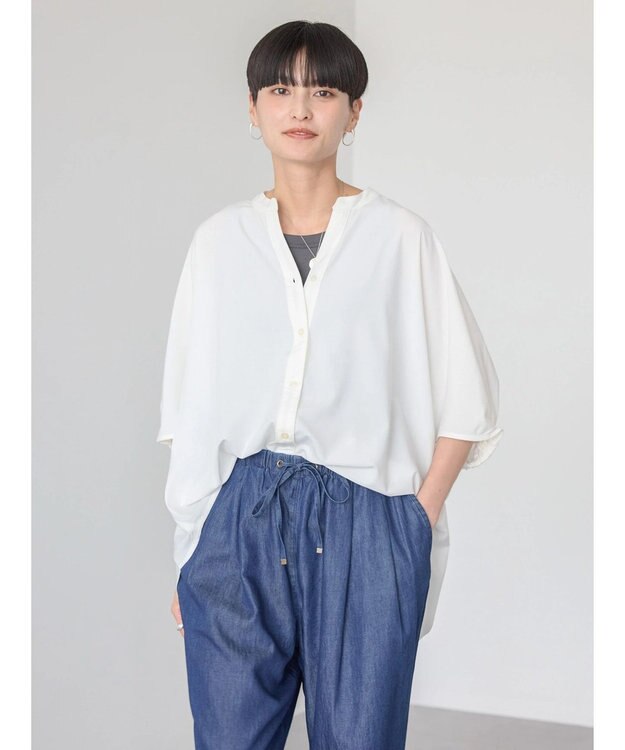 AMERICAN HOLIC 接触冷感＋ＵＶカット　ギャザースリーブブラウス Off White