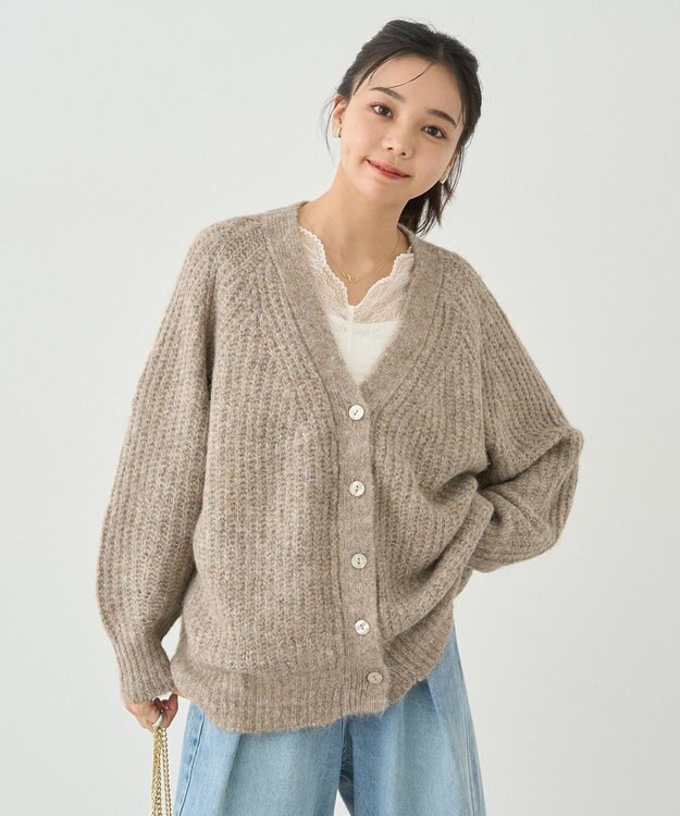 earth music&ecology ふわふわＭＩＸヤーンカーディガン Beige