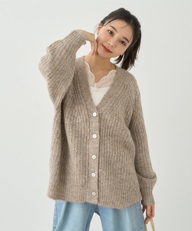 earth music&ecology ふわふわＭＩＸヤーンカーディガン Beige