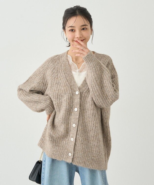 earth music&ecology ふわふわＭＩＸヤーンカーディガン Beige