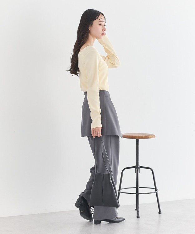 earth music&ecology アシメネックリブプルオーバー Light Yellow