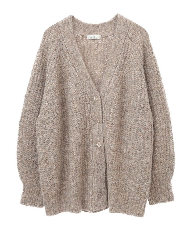 earth music&ecology ふわふわＭＩＸヤーンカーディガン Beige