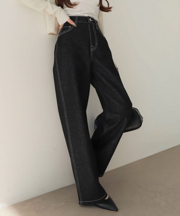 WEGO 【XS～Lサイズ展開/美脚】ストレートデニムパンツ デニムブラック