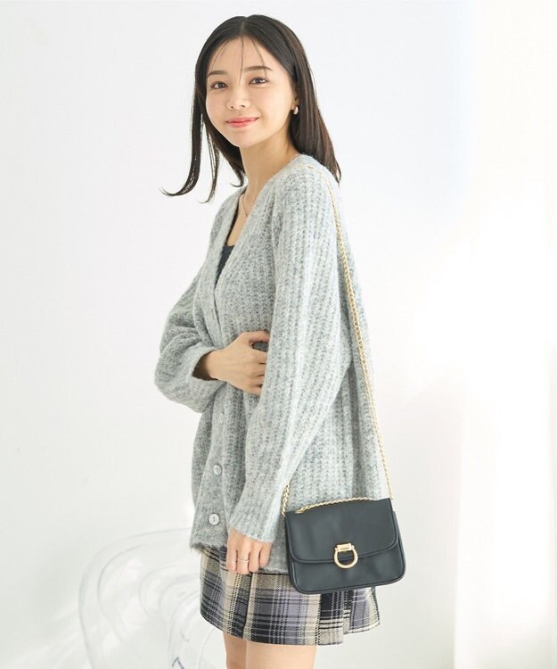 earth music&ecology ふわふわＭＩＸヤーンカーディガン Light Gray