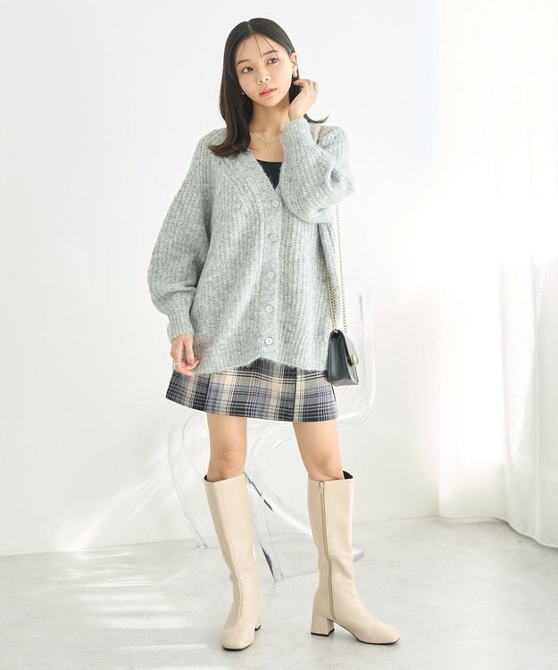 earth music&ecology ふわふわＭＩＸヤーンカーディガン Light Gray