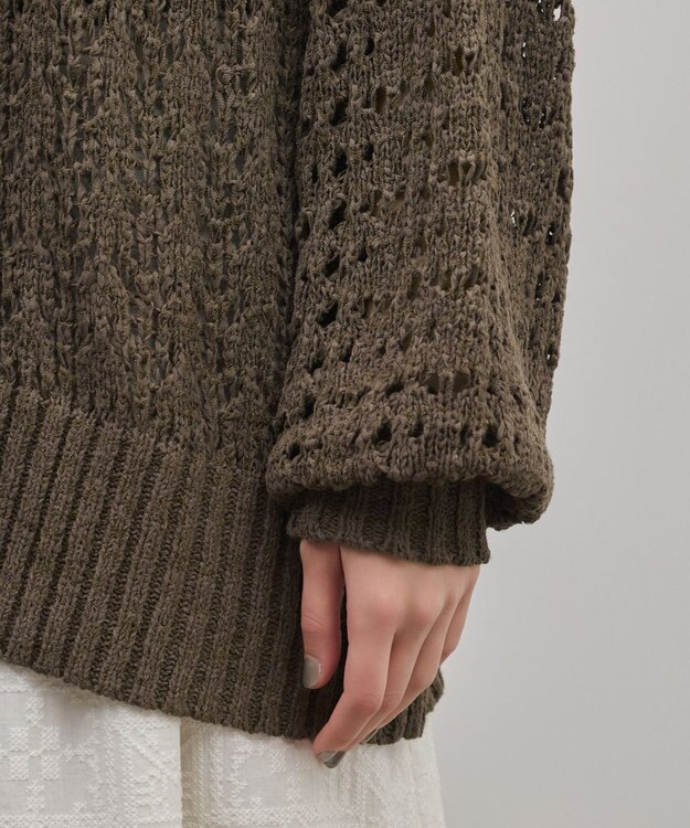 GRACE CONTINENTAL zipミドルニットカーディガン ブラウン