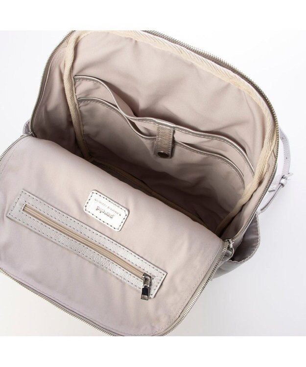 UNBILLION ペルケ perche / ダブルジッパー牛革バックパック シルバー