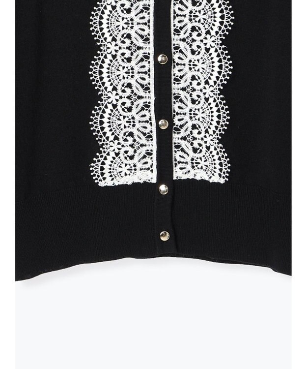Te chichi フロントレースクルーネックカーディガン ブラック