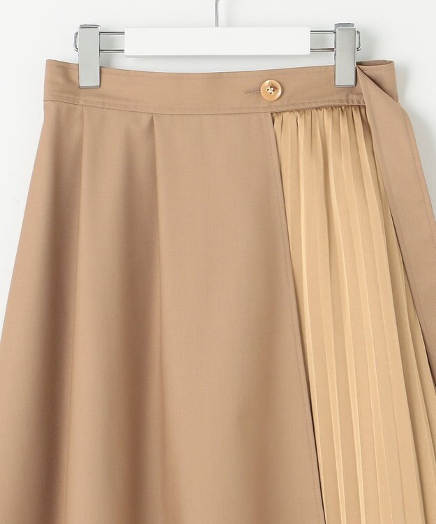 Feroux 【洗える】プリーツコンビ スカート ベージュ系