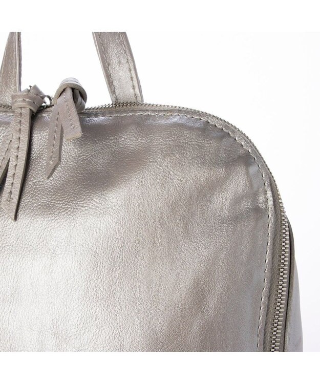 UNBILLION ペルケ perche / ダブルジッパー牛革バックパック シルバー