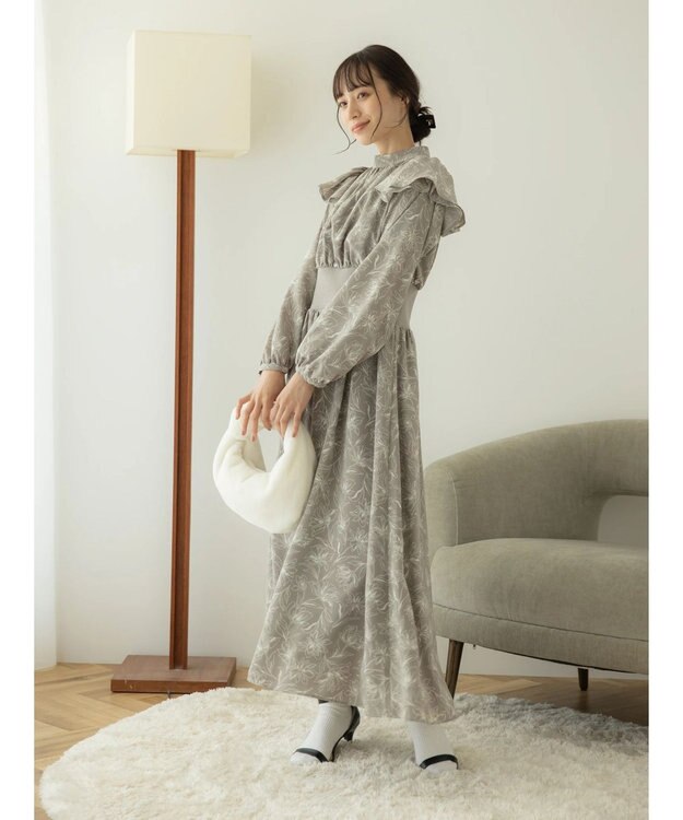 earth music&ecology リブドッキングフラワーワンピース Mocha