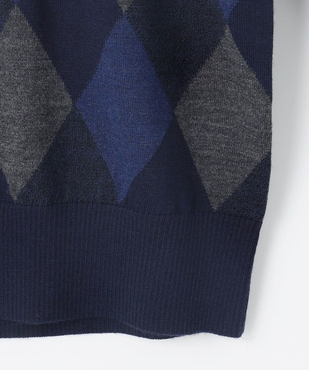 JOSEPH ABBOUD 【滑らかな肌触り/洗える】 エクストラファインメリノアーガイルクルーネック  ニット ネイビー系7