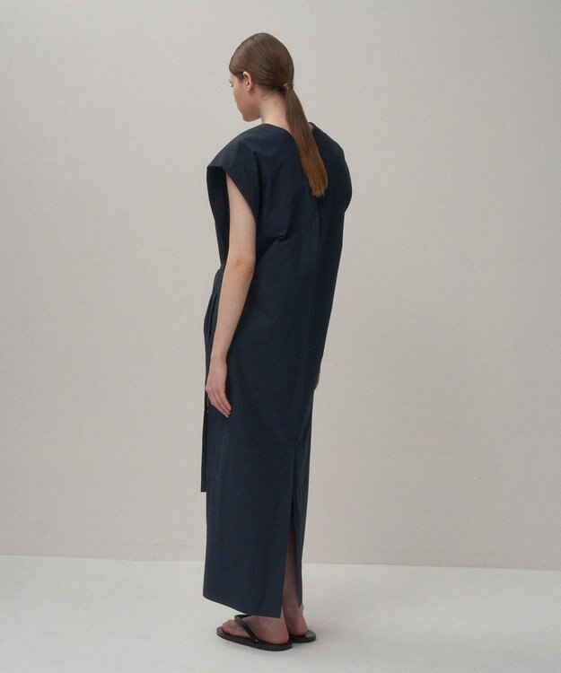 ATON COTTON BROAD | フレンチスリーブドレス NAVY