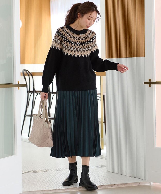 ANY 【洗濯機可能】フェザー求心ニット ブラック