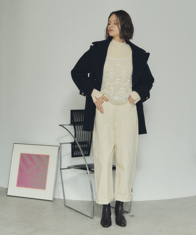 YECCA VECCA 【2点SET】刺繍レースキャミセットハイネックニット Ivory