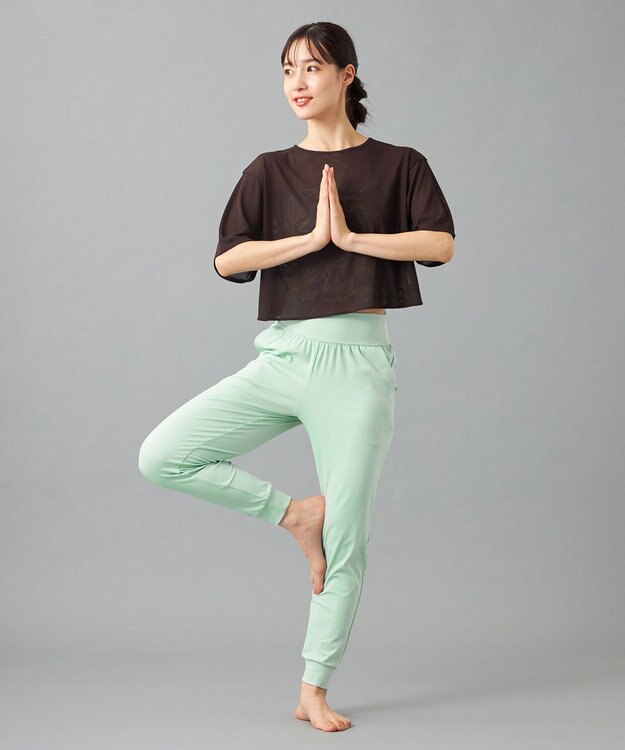 Chacott Chacott BALANCE シアーリブバックシャンTシャツ ダークブラウン