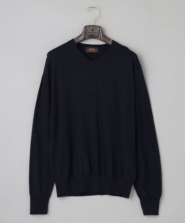 GOTAIRIKU 【ベーシックニット】ハイゲージＶネック ニット ネイビー系