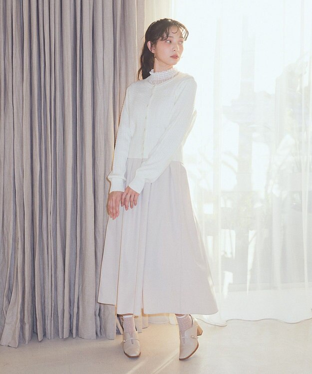 earth music&ecology ミニケーブルコンパクトカーディガン Ivory