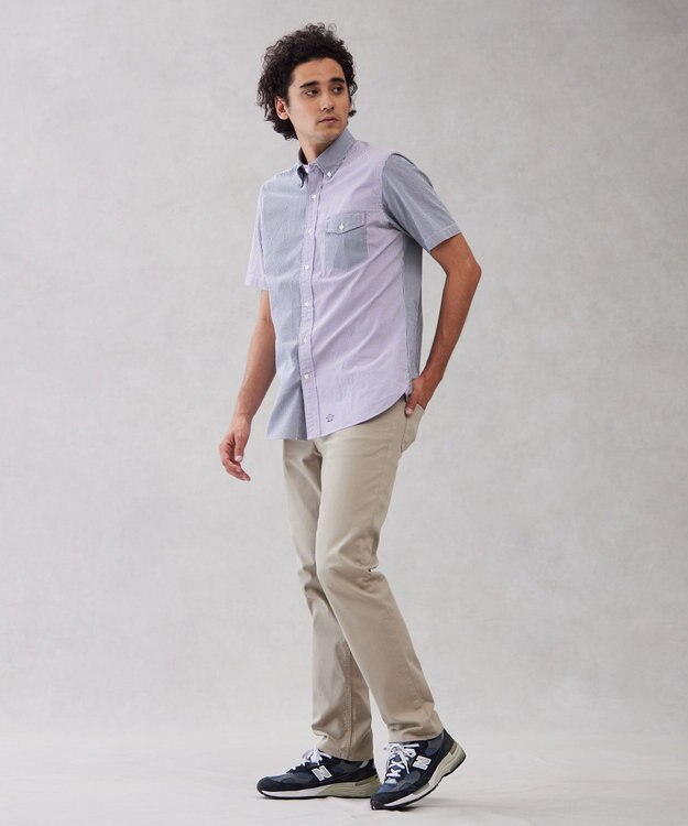 J.PRESS MEN 【クールマックス】クレイジーパターン サッカーシャツ/B.D. ネイビー系9