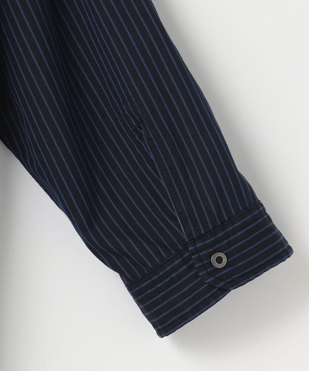 JOSEPH ABBOUD 【2WAY・リバーシブル・七分袖】リバーシブルストライプ シャツ ネイビー系1
