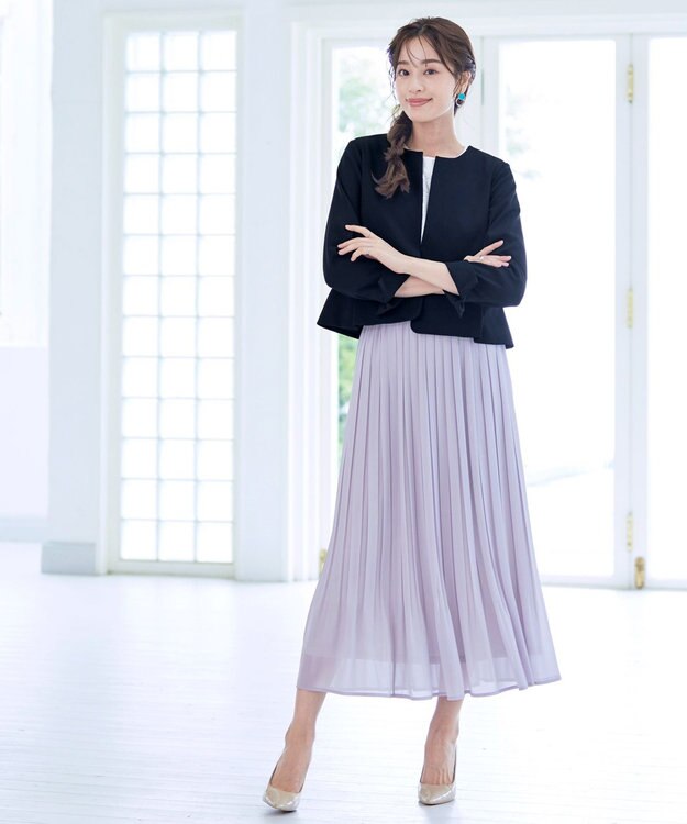 Tiaclasse 【洗える】ギャザーネックレースブラウス ブラック