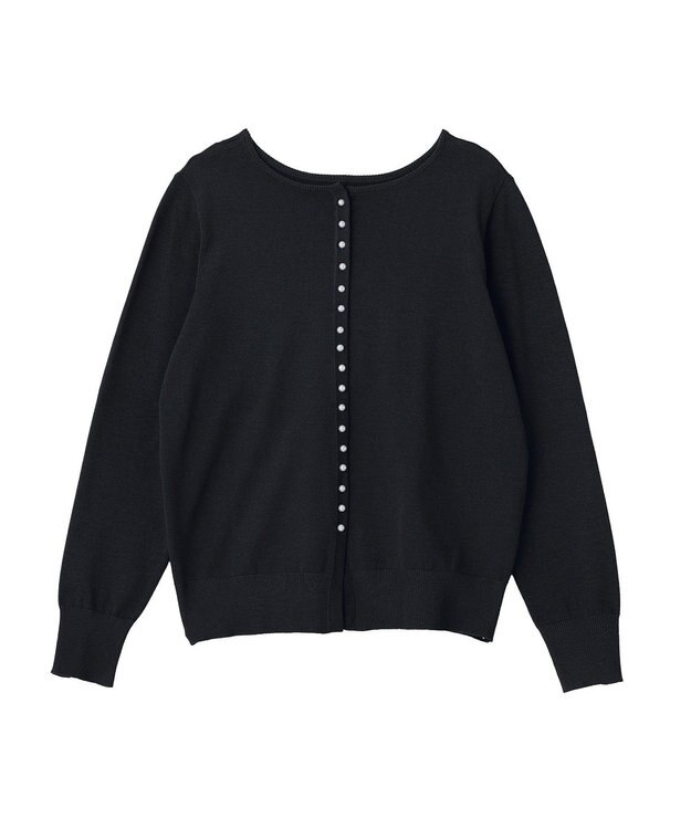 Green Parks パール調ボタン付き２ＷＡＹニットプルオーバー Black