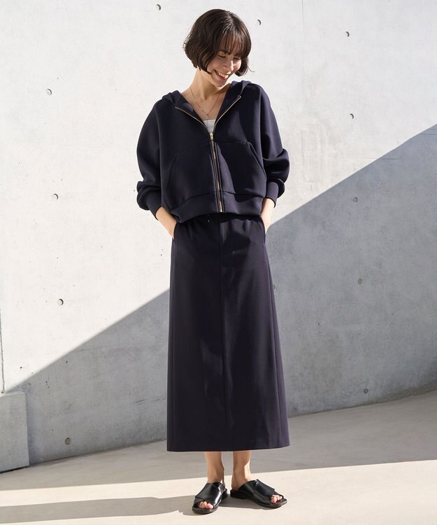 UNFILO イージーチノ Iラインスカート ネイビー