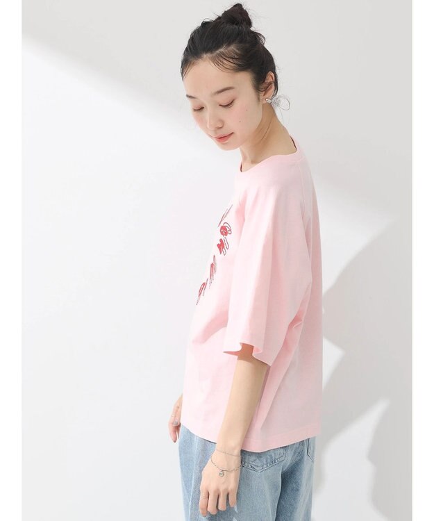 earth music&ecology ラメ刺繍ハートロゴＴ Pink