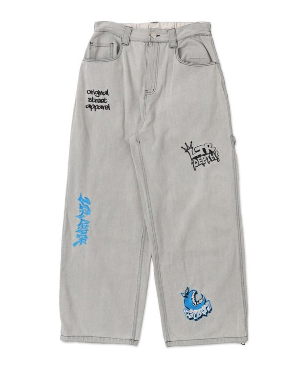 WEGO グラフィックデニムパンツ グレー