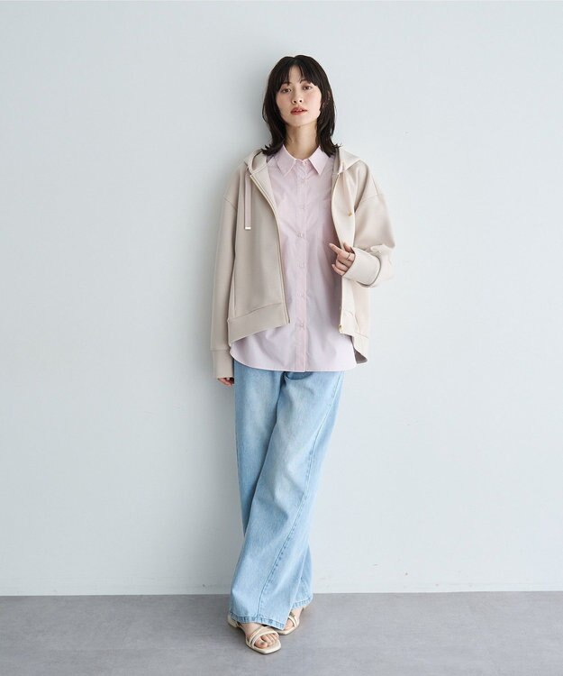 YECCA VECCA バックプリーツZIPフーディー Light Beige