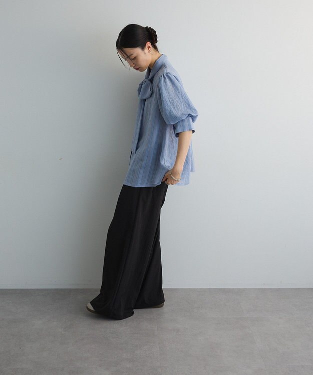 Green Parks ２ＷＡＹボウタイバルーンスリーブブラウス Sax