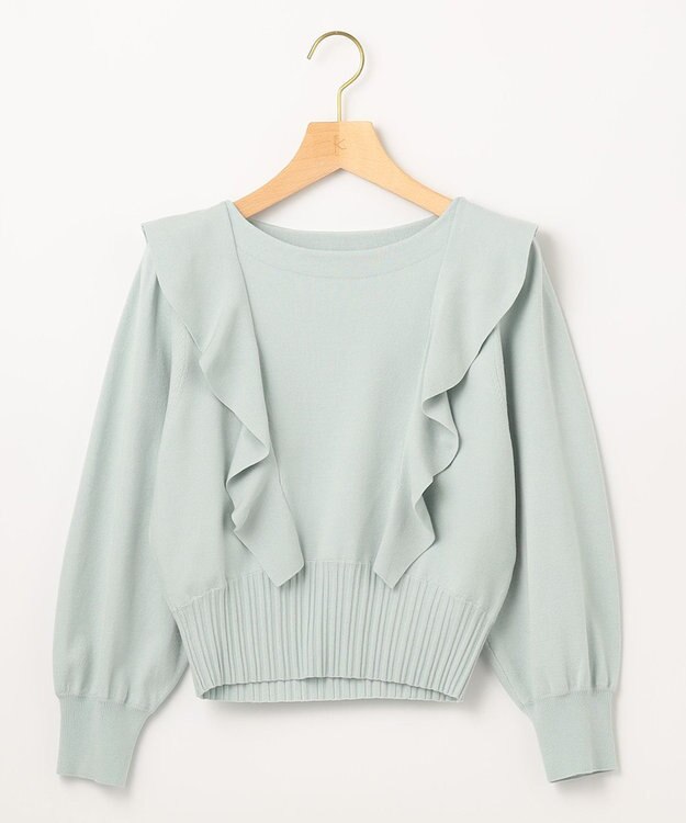 組曲 【洗える】Elenaラッフル ニット グリーン系