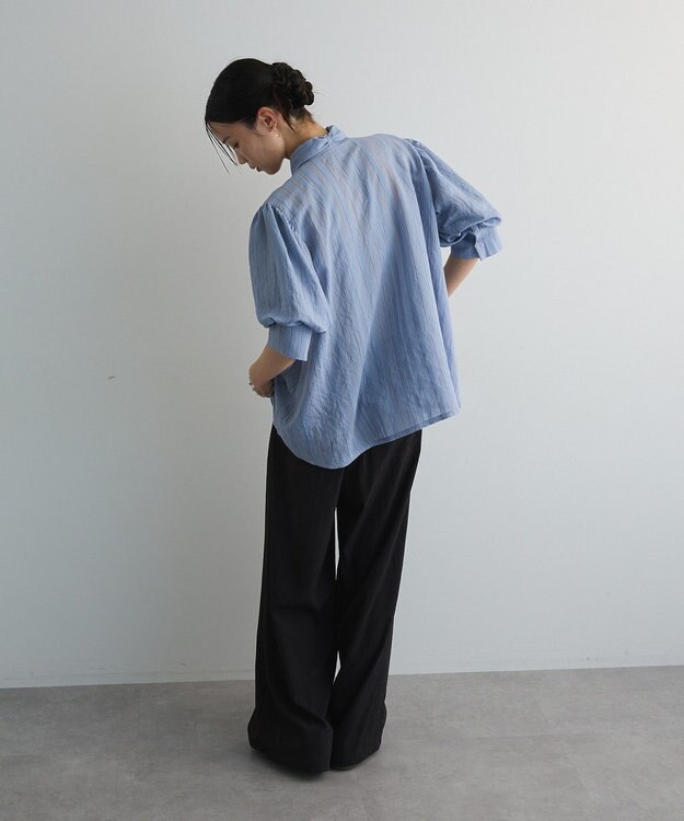 Green Parks ２ＷＡＹボウタイバルーンスリーブブラウス Sax